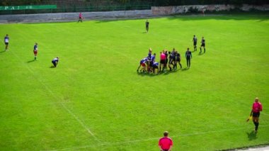 LVIV, UKRAINE - SEPTEMBER 29, 2019: Playing rugby.