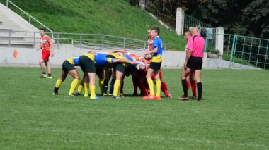 LVIV, UKRAINE - SEPTEMBER 29, 2019: Playing rugby.