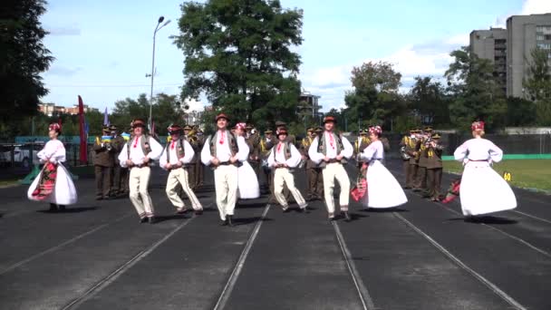 Lviv Ukraine September 2019 Unknown Dancers Perform Ukrainian Folk Dances — Wideo stockowe