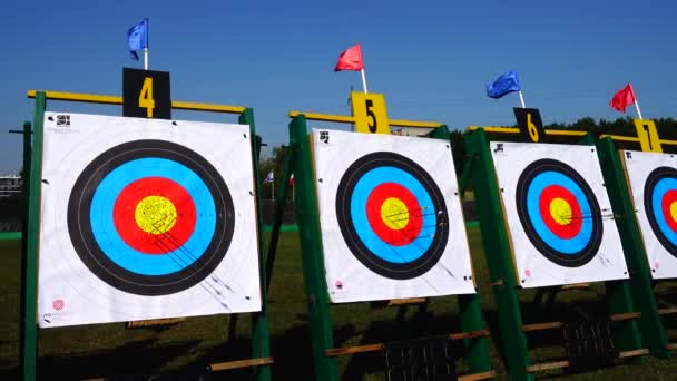 Objetivos Para Tiro Con Arco Tiro Verano — Vídeos de Stock