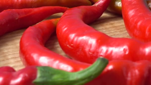 Chile Rojo Pimienta Disparos Movimiento — Vídeos de Stock