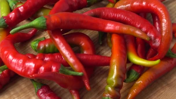 Rote Chilischote Pfeffer Schießen Der Bewegung — Stockvideo