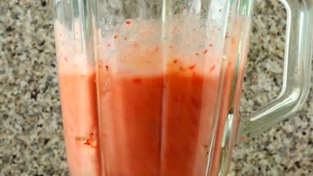 Preparation Cocktail Blender Apples Bananas Strawberry — Stock Video