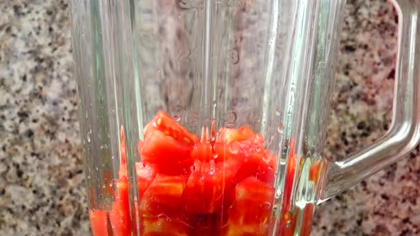 Filling Blender Tomatoes Cucumbers Bulgarian Pepper — Stock Video