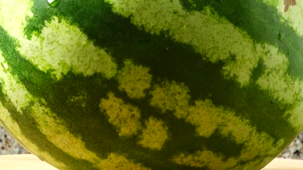 Wassermelone Auf Einem Küchentisch Schießen Der Bewegung — Stockvideo