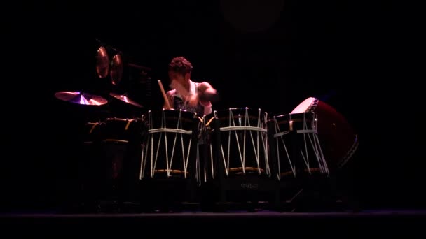 Lviv Ukraine October 2019 Japanese Music Concert Drummer Takuya Taniguchi — 비디오