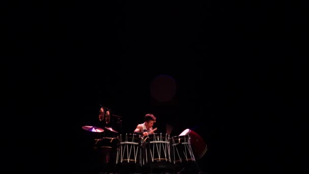 Львов Украина Октября 2019 Года Концерт Японской Музыки Барабанщик Такуя — стоковое видео