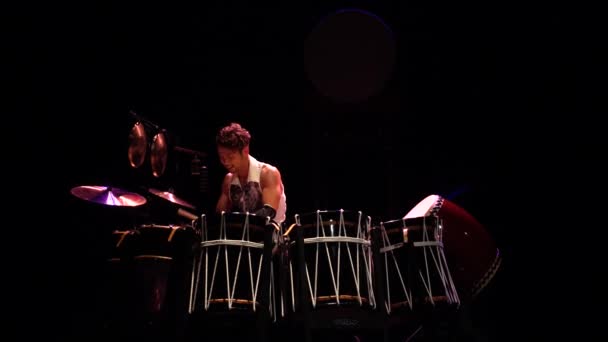Lviv Ukraine October 2019 Japanese Music Concert Drummer Takuya Taniguchi — стокове відео