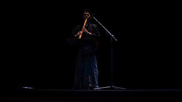 Lviv Ukraine October 2019 Japanese Music Concert Musician Flute Akihito — Αρχείο Βίντεο