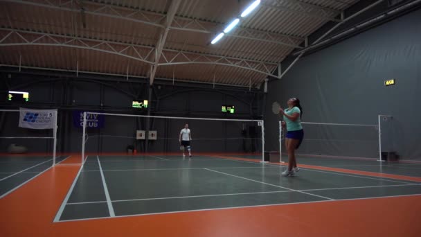 Lviv Ucrania Noviembre 2019 Torneo Internacional Amatorio Bádminton Comanchero 2019 — Vídeo de stock