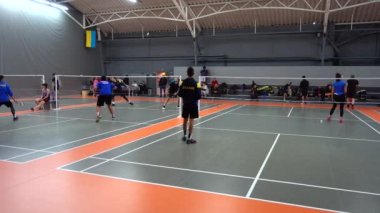 LVIV, UKRAINE - NOVEMBER 7, 2019: International amatory tournament on badminton 