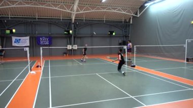 LVIV, UKRAINE - NOVEMBER 7, 2019: International amatory tournament on badminton 
