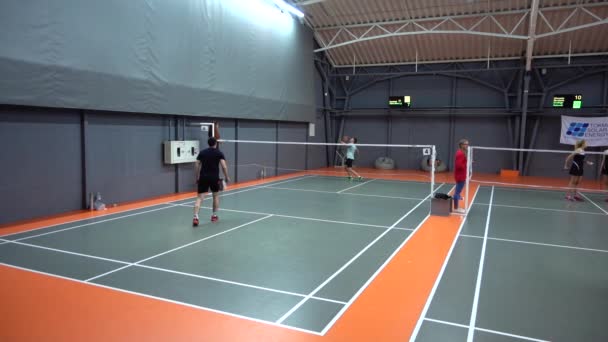 Lviv Ucrania Noviembre 2019 Torneo Internacional Amatorio Bádminton Comanchero 2019 — Vídeos de Stock