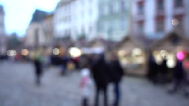 Julmarknad Torget Okoncentrerad — Stockvideo