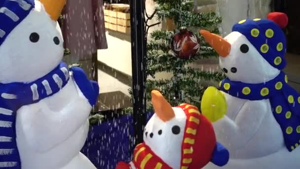 Snowmen Inverted Umbrella — Stock Video