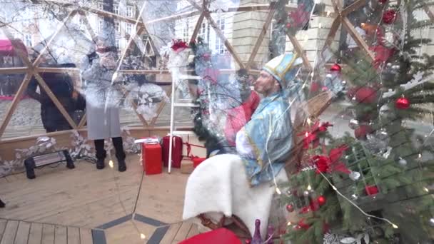 Lviv Ucrania Diciembre 2019 Encuentros Navideños Niños Con San Nicolás — Vídeo de stock