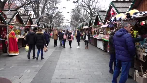 Lemberg Ukraine Dezember 2019 Weihnachtsmarkt Auf Dem Stadtplatz — Stockvideo