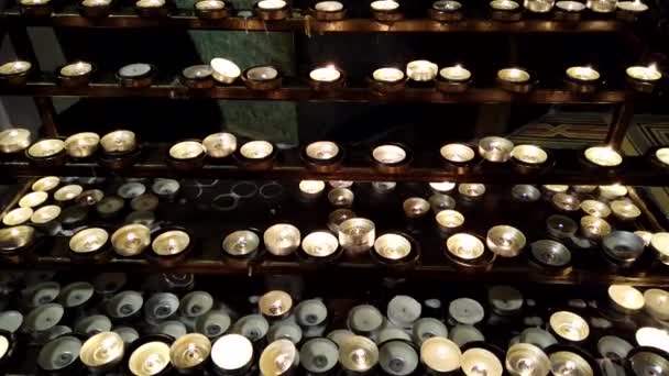 Burning Candles Catholic Temple — Stock Video