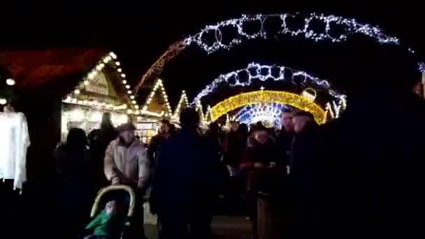 Lviv Ucrania Diciembre 2019 Personas Desconocidas Mercado Navidad Hiper Lapso — Vídeos de Stock