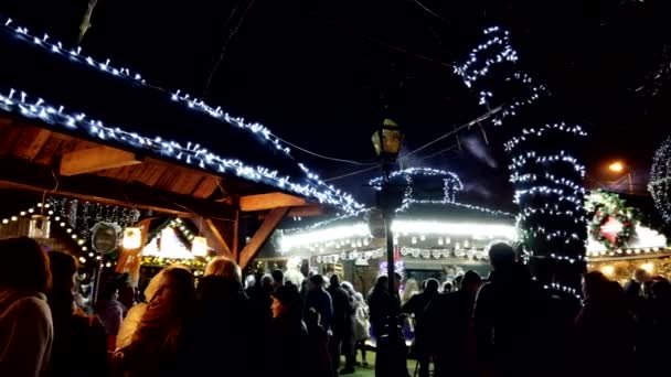 Lviv Ucrânia Dezembro 2019 Pessoas Desconhecidas Mercado Natal — Vídeo de Stock