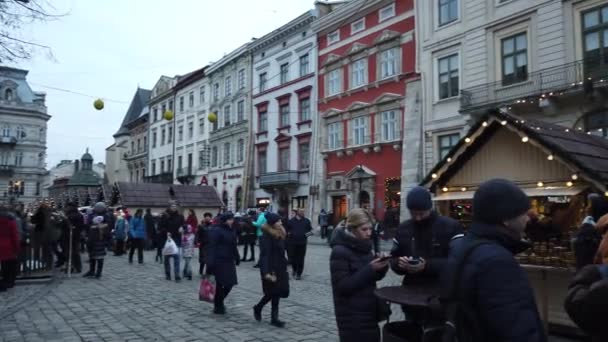 Lviv Ukraine Décembre 2019 Des Inconnus Marché Noël — Video