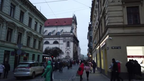 Lviv Ukraine Dezember 2019 Dreharbeiten Zur Stadt Ersten Weihnachtstag — Stockvideo