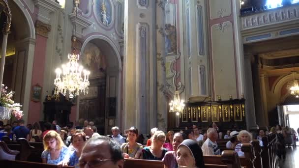 Lviv Ουκρανία Αυγούστου 2019 Πυροβολισμοί Στον Καθολικό Καθεδρικό Ναό — Αρχείο Βίντεο