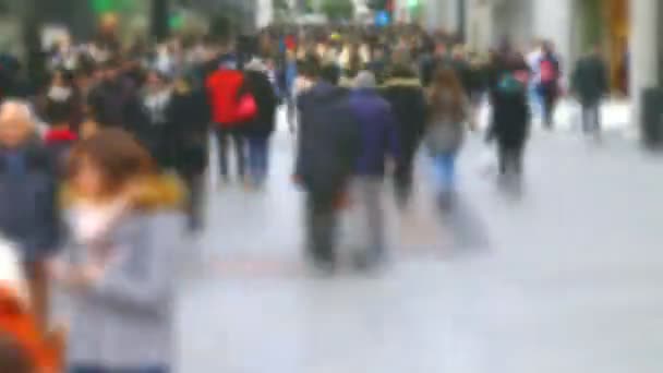Emberek Calle Del Carmen Utcában Madrid Spanyolország Nem Fókuszált Lejárt — Stock videók