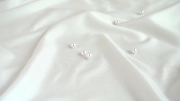 Pearls Fall Silk Slow Motion — Stock Video