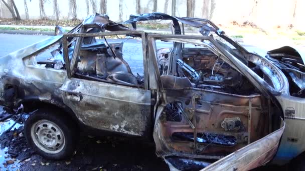 Carro Explodido Como Resultado Ataque Terrorista Carro Após Ataque Terrorista — Vídeo de Stock