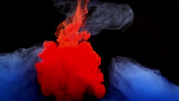 Abstract Forms Shooting Black Background Mixing Paints — Stock Video