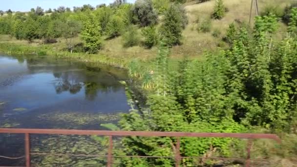 Ponte Sul Fiume Sparatoria Nel Movimento — Video Stock