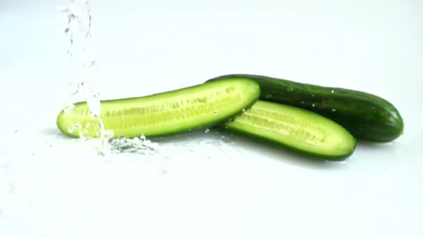 Washing Cucumbers Slow Motion — Stock Video