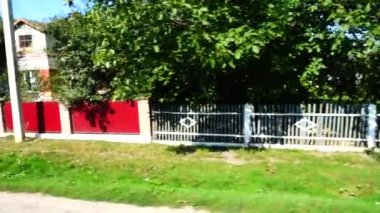 Kırsal yolda araba sürüyorum. Harekette çekim..