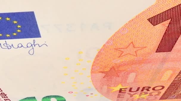 Νόμισμα Ευρώ Πυροβολισμός Μακροεντολής Σκοποβολή Χρημάτων — Αρχείο Βίντεο