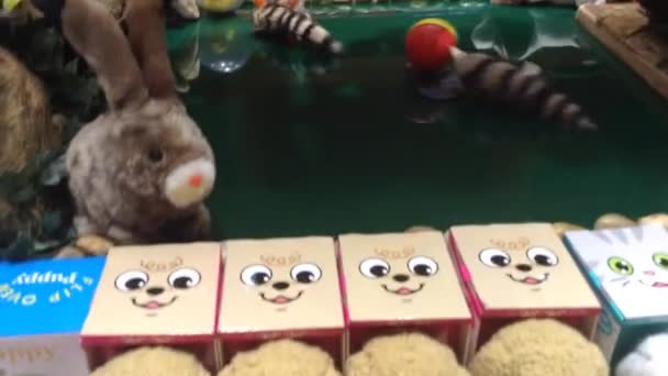 Brinquedos Peluche Brinquedos Relógio Vitrine Vitrine — Vídeo de Stock