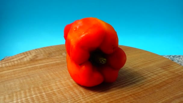 Paprika Süß Schießen Der Bewegung Schießerei Küche — Stockvideo