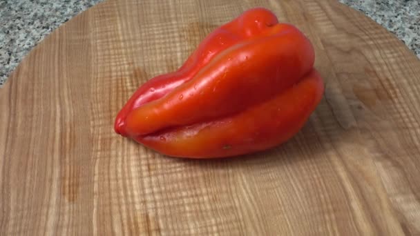Paprika Süß Schießen Der Bewegung Schießerei Küche — Stockvideo