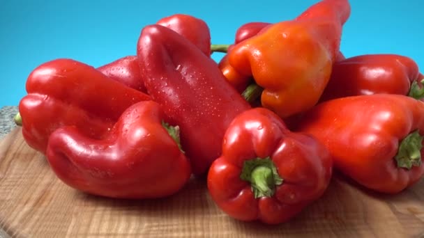 Söt Röd Paprika Skjuter Rörelsen Skytte Köket — Stockvideo