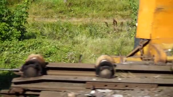 Demiryolu Döşeme Makinesi Demiryolu Işleyicileri Demiryolu Inşaatı Demiryolu Döşeme Makinesi — Stok video