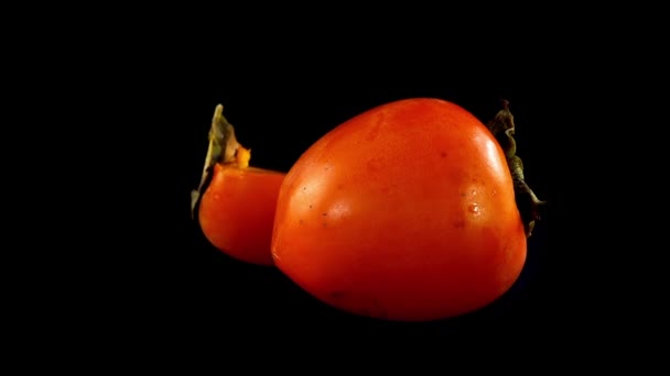 Persimmon Svart Bakgrund — Stockvideo