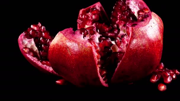 Pomegranate Black Background — Stock Video