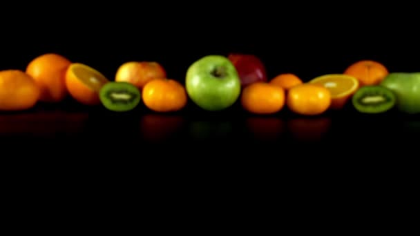 Sliding Lemon Background Fruit Slow Motion — Stock Video