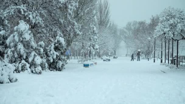 Ciudad Invierno Disparos Por Tarde — Vídeos de Stock