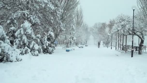 Stadt Winter Schießen Nachmittag Dreharbeiten Winter — Stockvideo