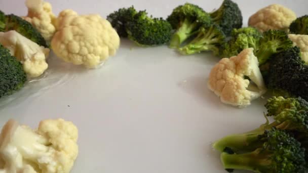 Brócoli Maduro Coliflor Movimiento Lento — Vídeo de stock