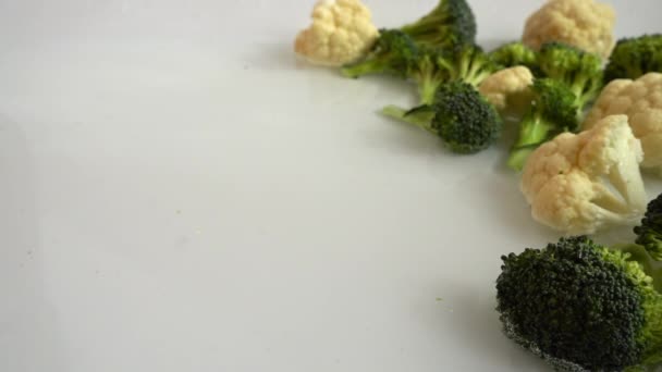 Ripe Broccoli Cauliflower Slow Motion — Stock Video