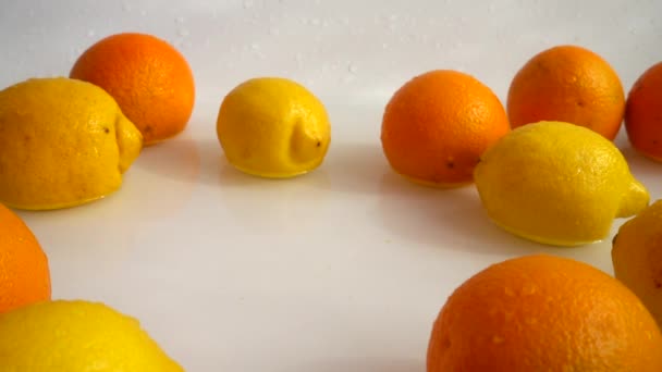Fall Juicy Orange Water Slow Motion — Stock Video