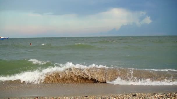 Meereswelle Zeitlupe Schießen Auf Dem Meer — Stockvideo