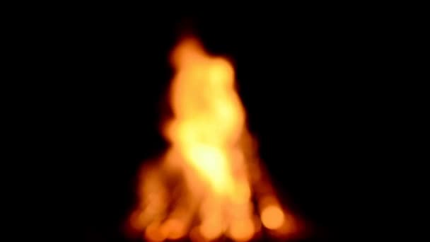 Fuego Llama Desenfocado Disparos Nocturnos — Vídeo de stock